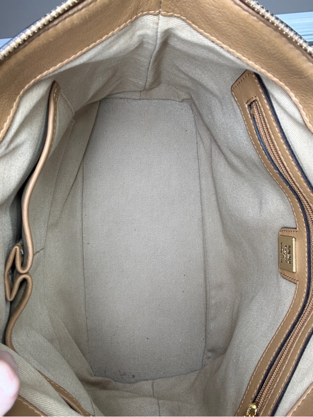 MCM Cognac Visetos Logo Buckle Tote with Gold Plate - Picture 6 of 14
